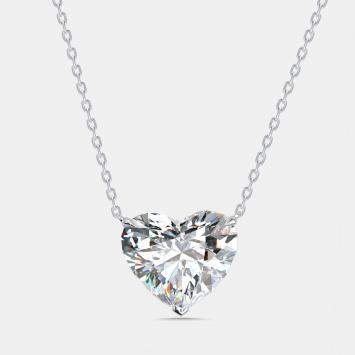 Pre Owned 9 cts Heart Lab Grown Diamonds 18k White Gold Necklace