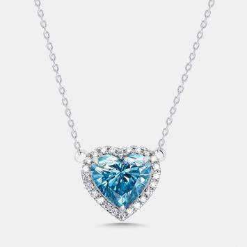 Pre Owned 3.2 cts Heart, Round Lab Grown Diamonds 18k White Gold Necklace