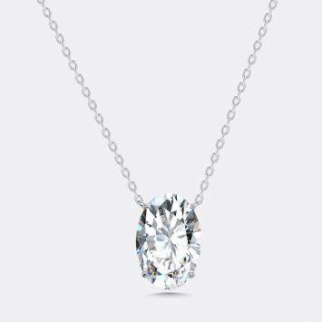 Pre Owned 10 cts Oval Lab Grown Diamonds 18k White Gold Necklace