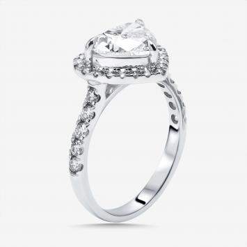 Pre Owned 2.5 cts Heart, Round Lab Grown Diamonds 14k White Gold Ring Size 52