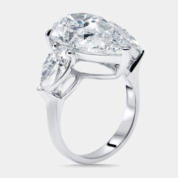 Pre Owned 3.2 cts Pear Lab Grown Diamonds 18k White Gold Ring Size 52