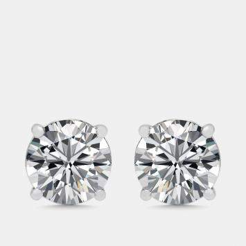 مملوكة مسبقًا 4.02 cts Round Lab Grown Diamond 18K White Gold Earrings