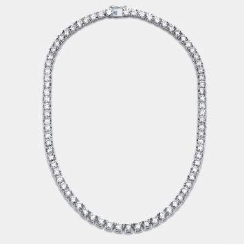 مملوكة مسبقًا قلادة فضة استرلينية عيار 925 مرصعة بماسة مخبرية دائرية وزنها 35 قيراطًا