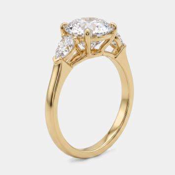 Pre Owned 2.35 Round, Pear Lab Grown Diamonds 18k Yellow Gold Ring Size 52