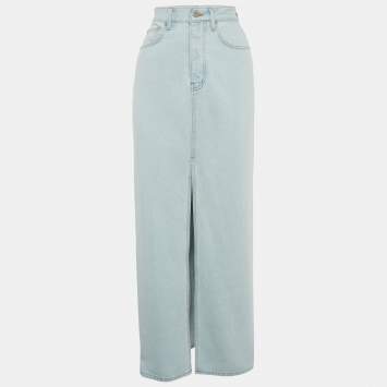 Pre Owned The Frankie Shop Blue Denim Slit Detail Maxi Skirt S