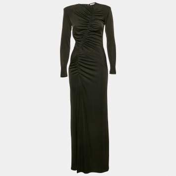 Pre Owned The New Arrivals By Ilkyaz Ozel Black Lurex Jersey Ruche Maxi Dress S