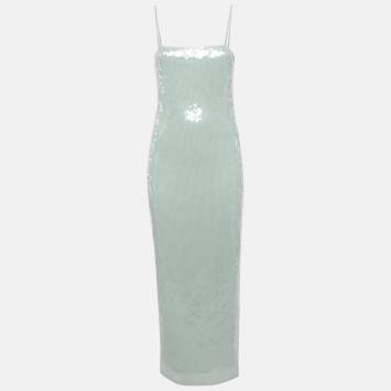 Pre Owned The Robe Blue Sequin Midi Slip Dress M