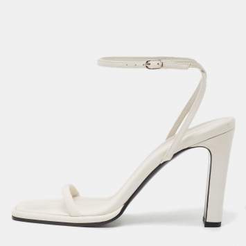 Pre Owned The Row White Leather Ankle Strap Sandals Size 38