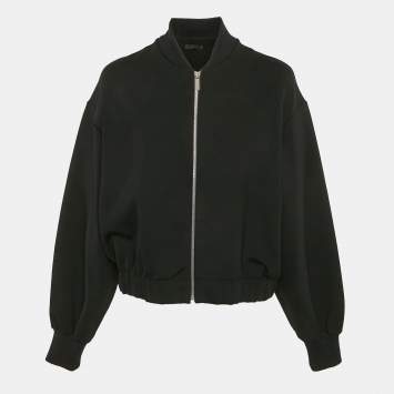 Pre Owned The Row Black Jersey Zip-Up Bomber Jacket XS