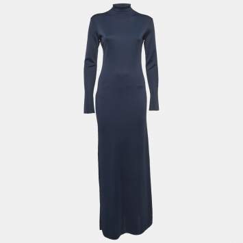 Pre Owned The Row Navy Blue Knit Turtleneck Alicho Maxi Dress XS