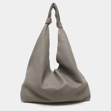 Pre Owned The Row Grey Leather Bindle Knot Hobo