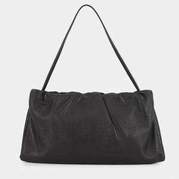 Pre Owned The Row Xl Bourse Shoulder Bag Black Leather