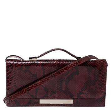 Pre Owned The Row Black/Brown Python Classic Baguette Clutch