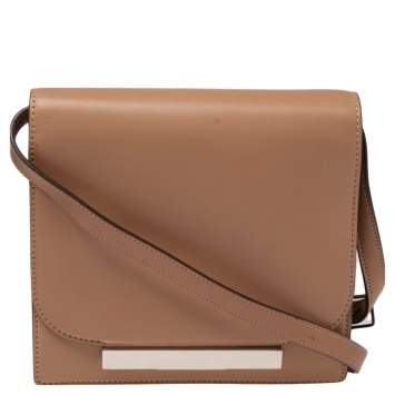 Pre Owned The Row Beige Leather Classic Flap Crossbody Bag