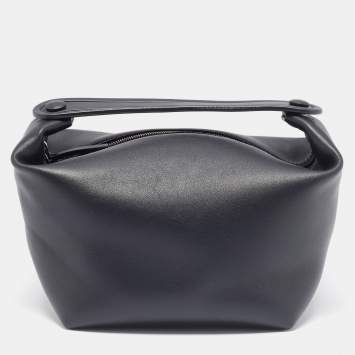 Pre Owned The Row Black Leather Les Bains Clutch Bag
