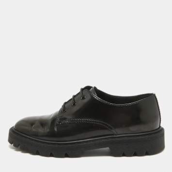 Pre Owned The Row Black Brushed Leather Ranger Derby Size 35.5