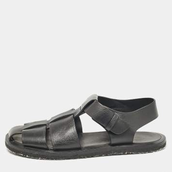 Pre Owned The Row Black Leather Ankle Strap Sandals Size 37.5