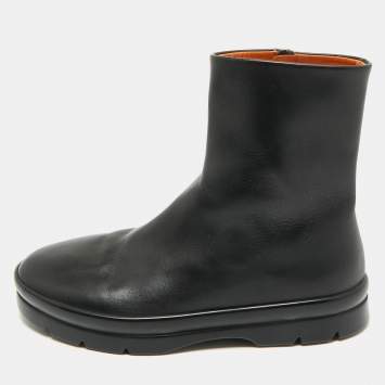 The Row Black Leather Boris Ankle Boots Size 38.5