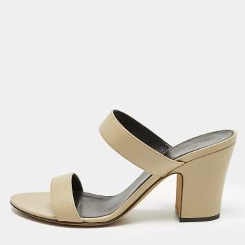 Pre Owned The Row Beige Leather Awar Slide Sandals Size 36