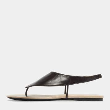مملوكة مسبقًا The Row Dark Brown Leather Ravello Slingback Flats Size 38