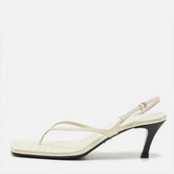 Pre Owned The Row Size 40 Cream Leather Slingback Sandals