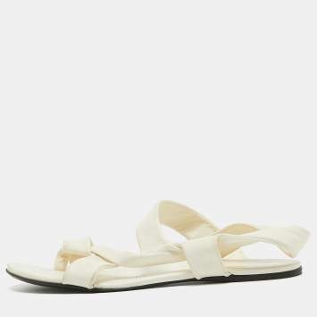 Pre Owned The Row Cream Leather Elastic Slingback Sandals Size 37