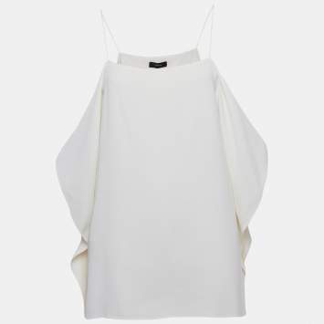 Theory Ivory Rosina Crepe Keyhole Sleeve Slip Tank Top M