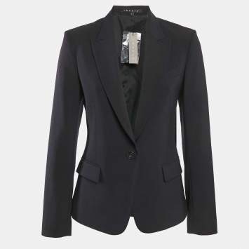 Pre Owned Theory Navy Blue Wool Blend Gabe B2 Blazer M