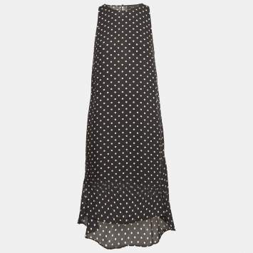 Pre Owned Theory Black Polka Dot Sleeveless Shift Dress S