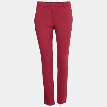 Pre Owned Theory Red Crepe Trousers S