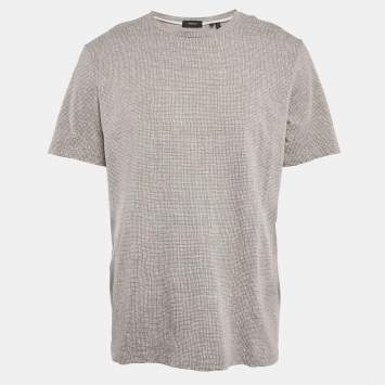 Pre Owned Theory Grey Thordon Basic Micro Print Jersey T-Shirt XL