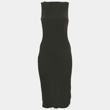 Pre Owned Theory Black Jersey Sleeveless Midi Dress S
