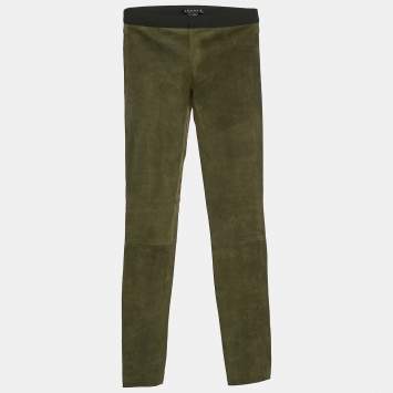 Pre Owned Theory Green Suede Skinny Pants XS