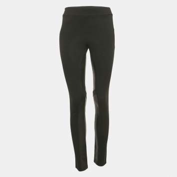 Pre Owned Theory Black Leather Trim Jersey Leggings S