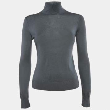 Pre Owned Theory Grey Wool Knit Turtle Neck Sweater XS