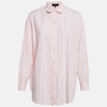 Theory Pink Striped Cotton Oversized Shirt S