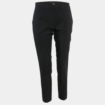 Pre Owned Theory Black Cotton Blend Gabardine Pants S
