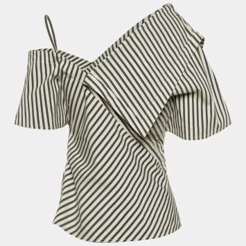 Theory Grey/White Cotton Bryson Foldover Top M
