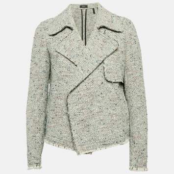 Pre Owned Theory Grey Tweed Open Front Jacket M