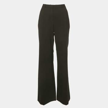 Pre Owned Theory Black Wool Wide Leg Trousers L