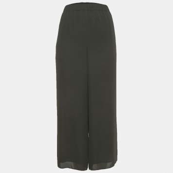 Pre Owned Theory Black Chiffon Wide-Leg Trousers L