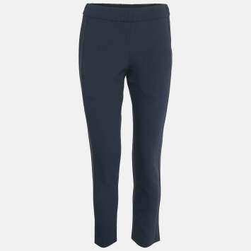 Pre Owned Theory Navy Blue Crepe Trousers XS