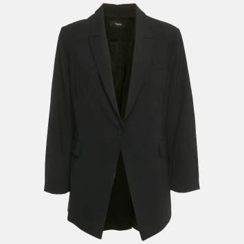 مملوكة مسبقًا Theory Black Wool Single Breasted Blazer M