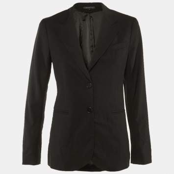 Pre Owned Theory Black Wool Single Breasted Blazer S 