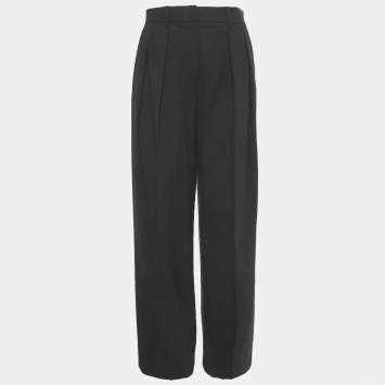 Pre Owned Theory Black Wool Pleated Formal Trousers S