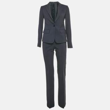 Pre Owned Theory Navy Blue Wool Pants Suit Set S