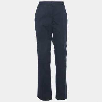 Pre Owned Theory Blue Stretch Gabardine Trousers L