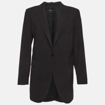 Pre Owned Theory Black Wool Regular Fit Blazer M