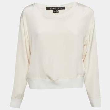 Pre Owned Theory Beige Silk Crewneck Sweatshirt L