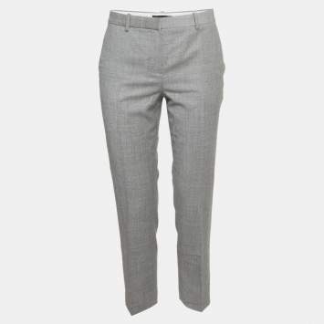 Pre Owned بنطال ثيوري رمادي مزيج صوف مستقيم القَصة صغير جدًا
